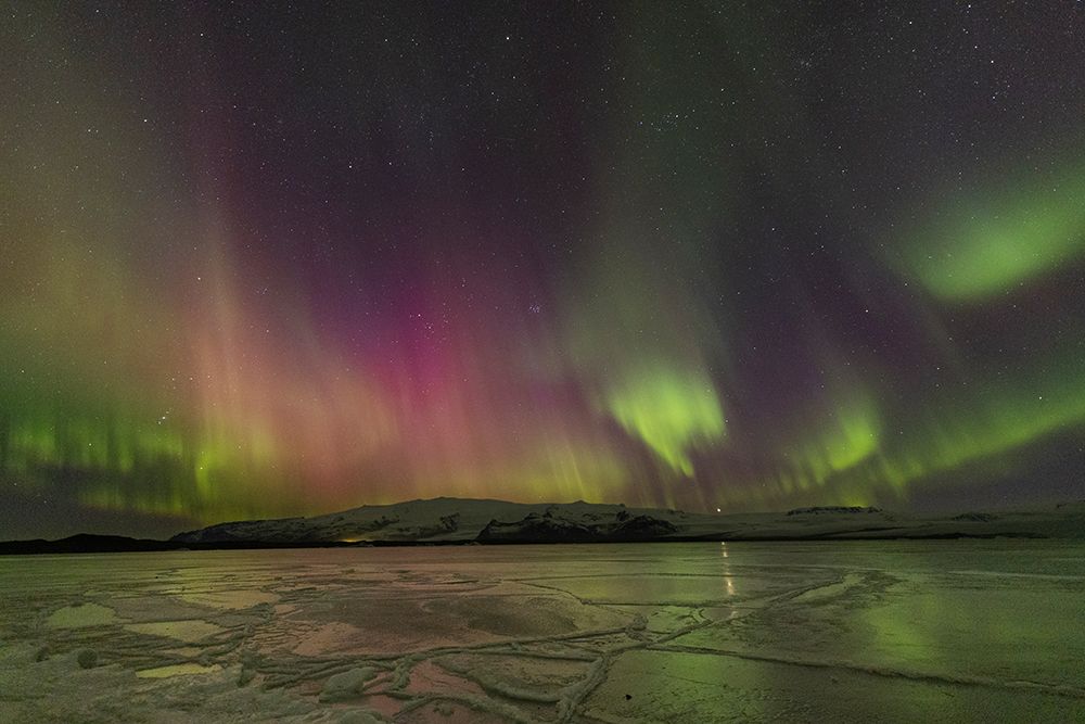 Iceland, Jokulsarlon Glacier Lagoon, Aurora Borealis
